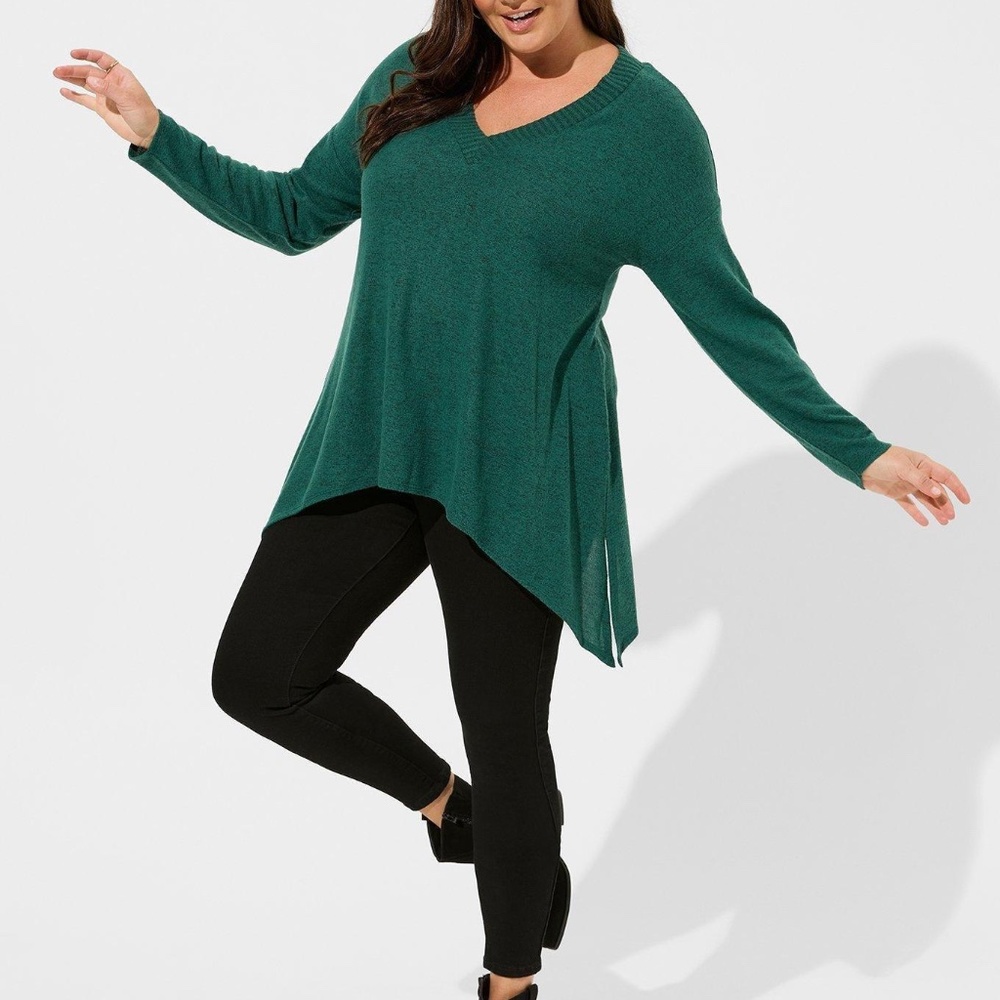 Super Soft Plush V-Neck Hanky Hem Long Sleeve Top 4x / 26 BRAND NEW w/ tags